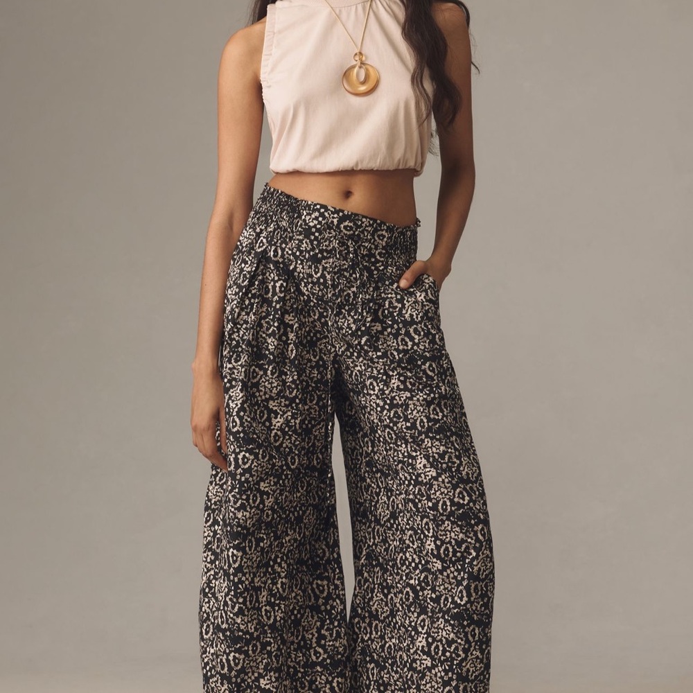 Anthro Ruched Parachute Poplin Pants - Tall